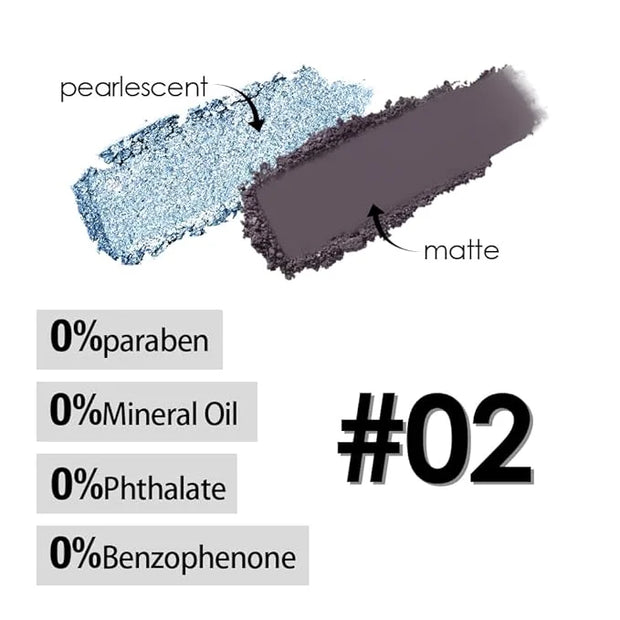 Blue Black Two Color Matte Shimmer Glitter Eyeshadow,Bright High Pigment Eye Shadow Powder,Professional Long-Lasting Water...