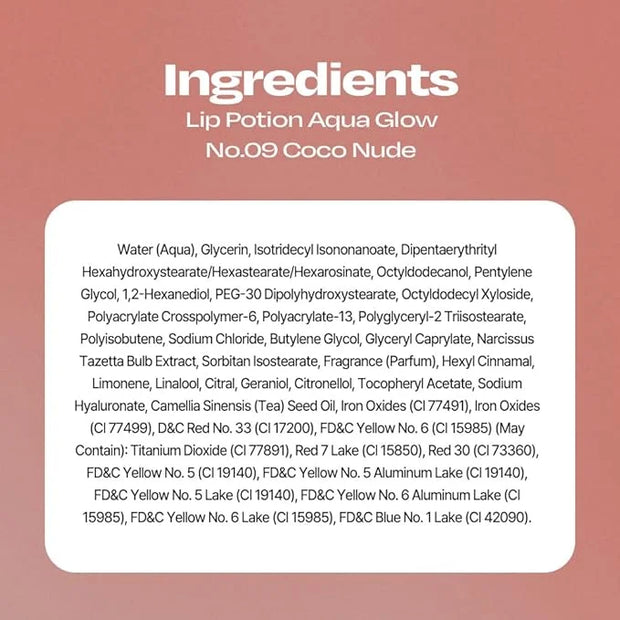 Lip Potion Aqua Glow No.9 Coco Milk | Hydrating, Non-Sticky Gloss with Sheer Radiance | 0.3 Oz - Product Image