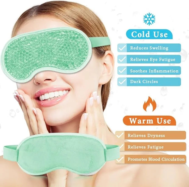 Cooling Eye Mask and Silky Sleep Mask 4 Packs for Man Women for Sleeping Frozen Ice Eye Mask Cold Warm Compress Puffiness ...
