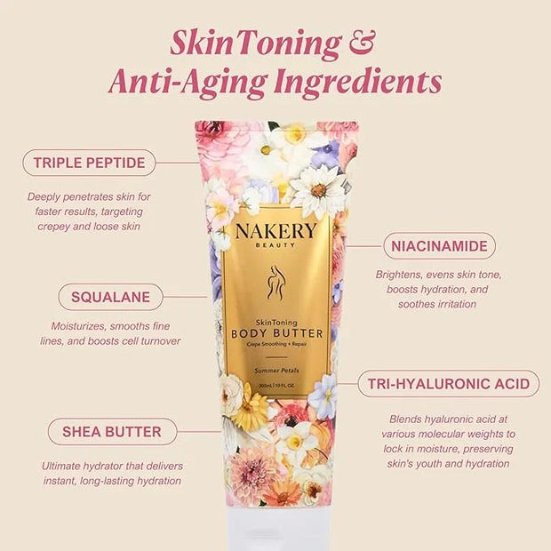 Nakery Skin Toning Body Butter for Women - Firming Body Lotion for Women - Peptide Infused Body Lotion for Crepey & Saggin...