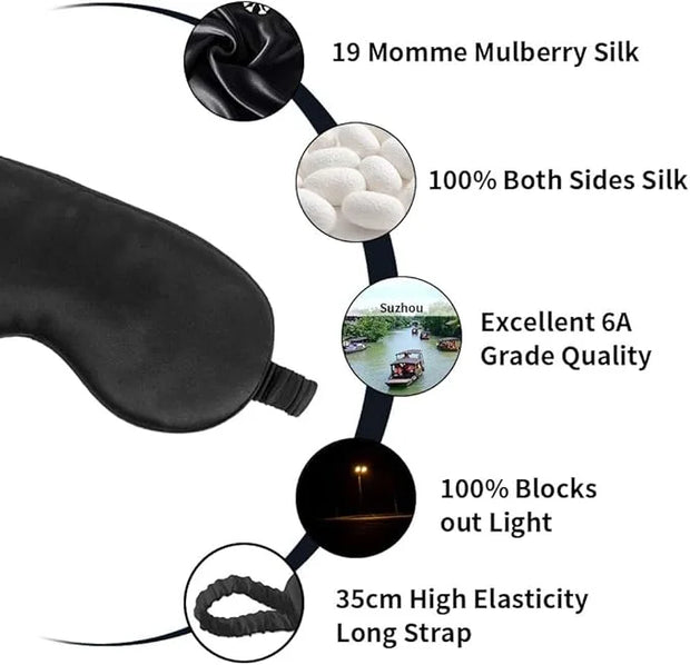 100% Natural Mulberry Soft Silk Sleep Mask, Light Blocking Eye Masks For Sleep, Night Blindfold Eye Mask Cover For Men And...