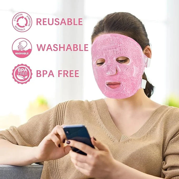 LotFancy Face Ice Pack, Reusable Ice Face Mask, Gel Bead Cold Face Eye Mask, Hot Cold Compress for Puffiness, Facial Routi...
