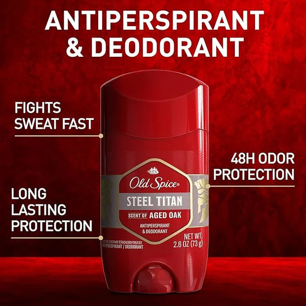 Old Spice Antiperspirant Deodorant for Men, 24/7 Sweat & Odor Protection, 24/7 Lasting Freshness, Invisible Solid, Steel T...