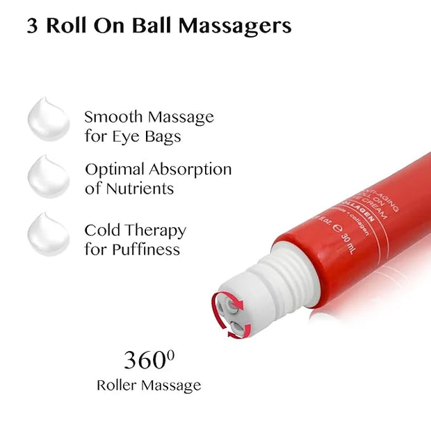 Eye Cream Roller, Collagen & Peptides for Total Eye Lift, Rapid Wrinkle Repair, Dark Circle & Under Eye Bag Treatment, Ant...