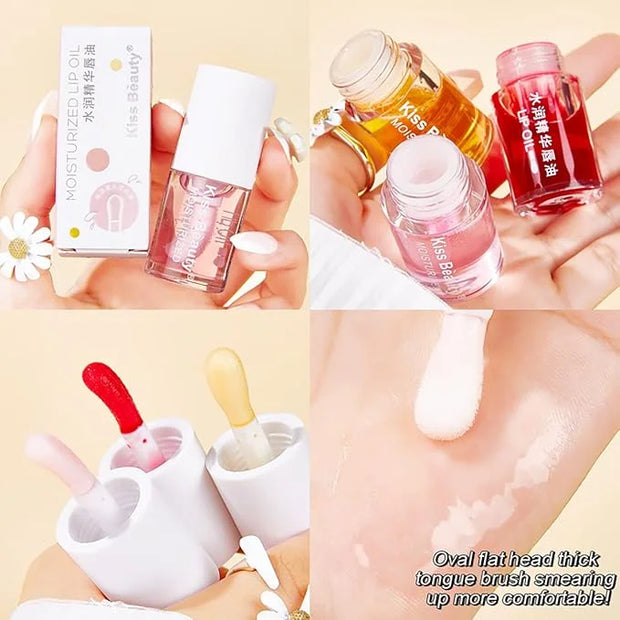 3 Pcs Fruity Plumping Lip Oil Moisturizing Hydrating Lip Care Hydrating Lip Gloss Tinted Lip Balm, Long Lasting & Nourishi...