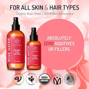 Eve Hansen Skincare Duo: Organic Rose Water Spray (8 oz) & Collagen Face Mask Sheets (Set of 5) – Hydrating & Soothing Car...