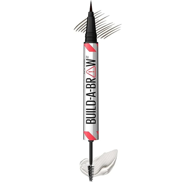 Maybelline Build-A-Brow 2-in-1 Brow Pen and Sealing Eyebrow Gel, Eyebrow Makeup for Real-Looking, Fuller Brows, Ash Brown,...