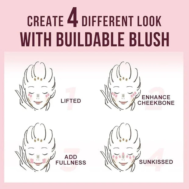 Multi-Use Makeup Cream Blush Stick, Unidollss 3-in-1 Buildable Powder Blush Stick for Cheeks, Eyes, and Lips, Hydrating fo...