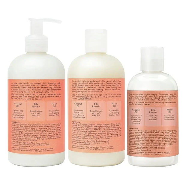 SheaMoisture Moisturize and Define Shampoo, Conditioner and Styling Milk for Curly Hair Care Coconut and Hibiscus with She...