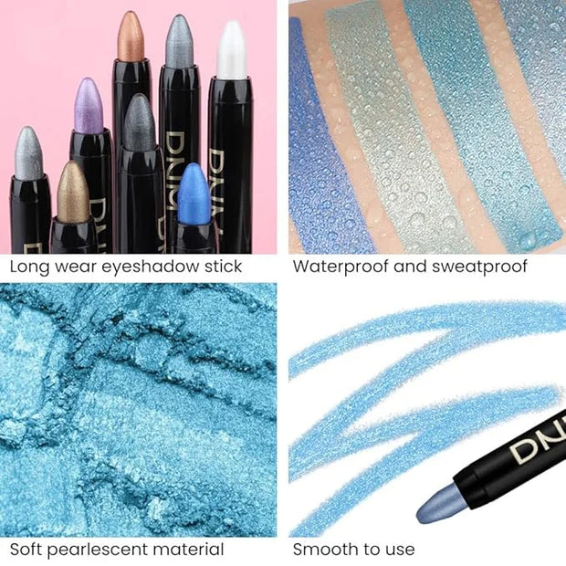 Kaely 4Pcs Cream Eyeshadow Stick Set for Eyes,Sky Blue Dazzling Blue Greenish Cyan Royal Blue,Eye Brightener Shimmer Makeu...
