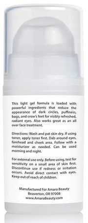 Amara Beauty Eye Cream Gel for Dark Circles and Puffiness with Peptides & Hyaluronic Acid, 0.5 fl. oz. - Product Image