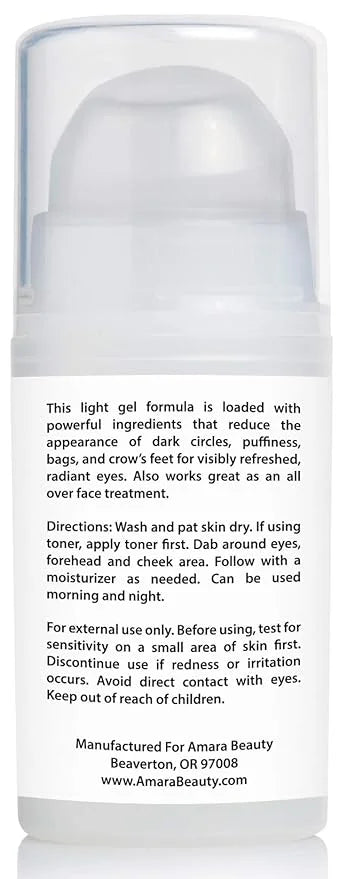Amara Beauty Eye Cream Gel for Dark Circles and Puffiness with Peptides & Hyaluronic Acid, 0.5 fl. oz. - Product Image