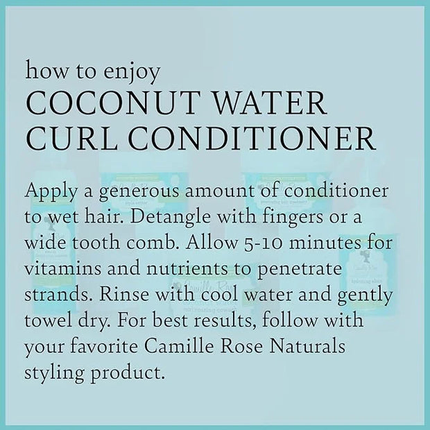 Camille Rose Coconut Water Curl Conditioner with Natural Coconut, Rosemary, & Castor Oils to Hydrate and Detangle, for Cur...