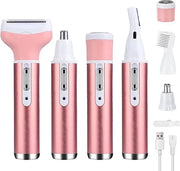 Electric Razor for Women Facial Hair Removal and 4 in 1, Bikini Trimmer Pubic Underarms Painless Nose Eyebrow Body Leg Hai...