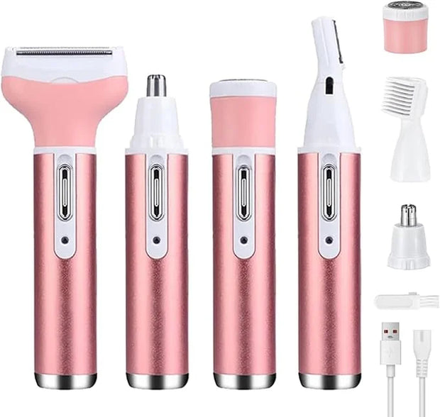 Electric Razor for Women Facial Hair Removal and 4 in 1, Bikini Trimmer Pubic Underarms Painless Nose Eyebrow Body Leg Hai...