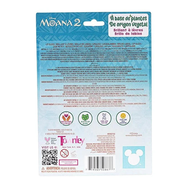 Disney Moana 7 Piece Plant Based Lip Gloss, Girls Party Favors, First Makeup Set for Girl, Perfect for Parties, Sleepovers...