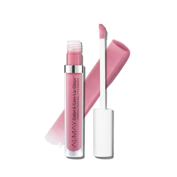 Almay Color & Care Hydrating Lip Gloss, Soft Natural Hues, Prebiotic Complex, Hyaluronic Filling-Sphere Technology, 500 Su...