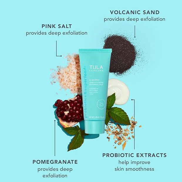 TULA Skin Care So Poreless Exfoliating Blackhead Scrub - Powerful and Gentle Exfoliation, Refreshing and Smoothing, Contai...