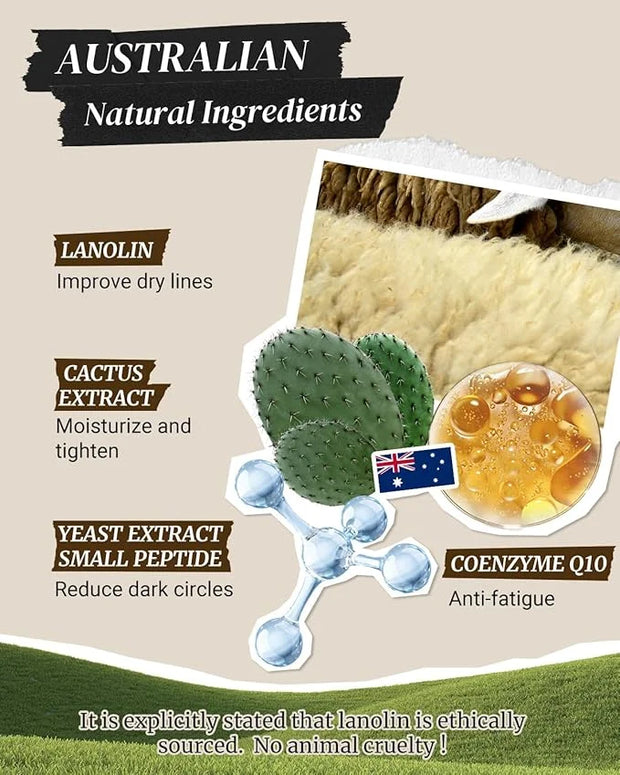 Hydrating Firming Under Eye Cream, Anti Aging Formula for Minimizes Fine Lines, DarkCircles and Puffiness, Cactus and Yeas...
