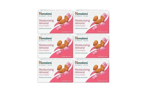 Himalaya Moisturizing Almond Cleansing bar, Body Soap for Soft and Healthy-Looking Skin 4.41 oz/125 g, 6 Pack - Product Image
