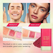 Multi-Use Cream Blush Stick,2-in-1 On-the-Go Blush for Cheek and Lip Tint,Waterproof Hydrating Tinted Solid Moisturizer Bl...