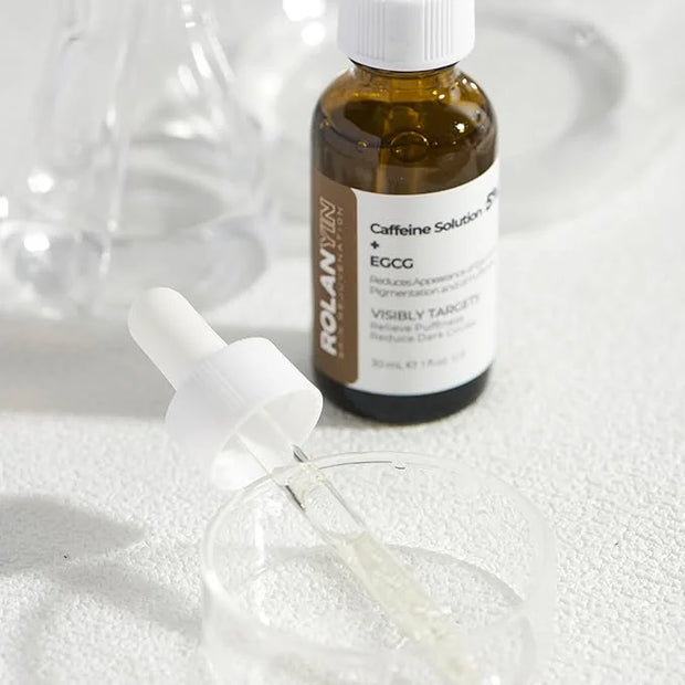 ROLANYIN Caffeine Solution 5% + EGCG Eye Serum for Puffiness Reduction Dark Circle Treatment Hydrating Firming and Soothin...