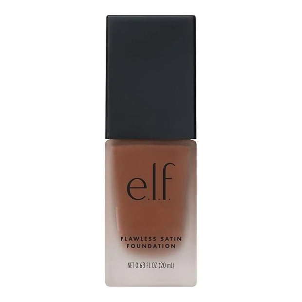 e.l.f. Flawless Satin Foundation, Lightweight & Medium Coverage, Semi-Matte Finish, Vegan & Cruelty-Free, Chocolate, 0.68 ...