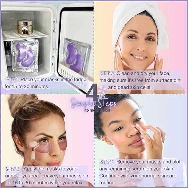 Under Eye Masks (20 Pairs) Collagen & Hyaluronic Acid - Reduce Wrinkles, Dark Circles, Puffy Eyes, Bags, Anti Aging Patche...