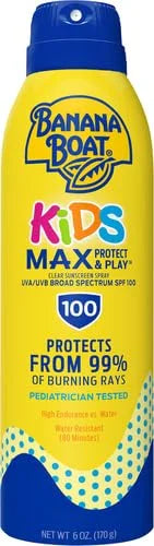 Banana Boat Kids MAX Protect & Play Sunscreen Spray SPF 100, 6oz | Clear Spray Sunscreen, Kids Sunscreen Spray, Kids Sunbl...