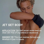 Jet Set Body Self Tanner Mousse & Tanning Mit for Men, Hydrating Self Tan, Vitamin C E D3, Instant Glow, Develops Over 6 H...