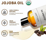 Jojoba Carrier Oil for Skin Pure Massage Oils 16 fl.oz.Cold Pressed Unrefined Natural Jojoba Oil for Hair,Face Body,Ear St...