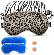 Sleep mask w/Cooling Gel Eye Mask, 2Packs Heated Eye Mask for Sleeping, Reusable Ice Silk Blackout Eye Cover Sleeping Mask...