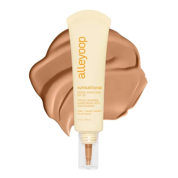 Alleyoop Sunsational Tinted Moisturizer Sunscreen for Face Broad Spectrum SPF 50, 100% Mineral Sunscreen with Niacinamide ...