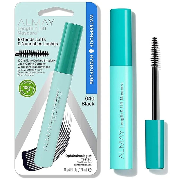Almay Lengthening Mascara, Volume & Lift, Eye Makeup, Hypoallergenic and-Fragrance Free, 040 Waterproof Black, 0.24 fl oz....