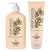 Australian Gold Hemp Nation Sparkling Citrus & Champagne Bundle - Tan Extender Body Lotion (18 FL Oz) & Body Wash (8 FL Oz...