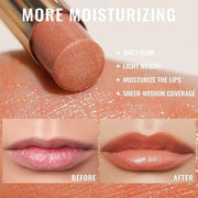 Oulac Moisturizing Shine Lipstick For Women Christmas Set 2PCS, 2 in 1 Tinted Lip Balm for Winter, Hydrated Juicy and Glos...