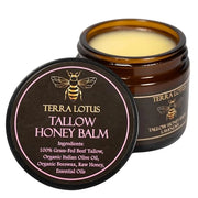 Organic Grass-Fed Beef Tallow Balm with Raw Honey - Moisturizing Cream for Soft, Smooth Skin - Handmade All-Natural Moistu...