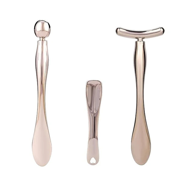 3Pcs Metal Eye and Face Cream Applicator Stick Cosmetics Spoon Spatula, Massager Tool for Facial Massage, Reduce Puffiness...