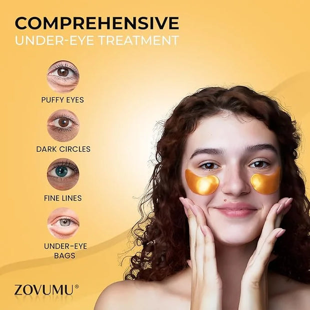 Under Eye Patches (30 Pairs) 24K Gold Skin Care Eye Mask - Puffy Eyes & Dark Circles Treatments - Eye patches Pads With Co...