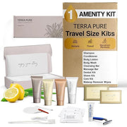 Terra Pure Spa Collection Amenity & Accessory Kit |1 oz Travel Size Shampoo, Conditioner, Lotion, Body Wash, 2 Soap Bars, ...