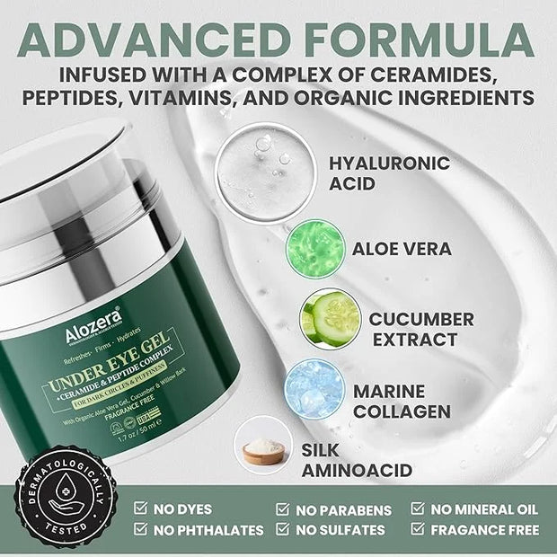 Under Eye Gel Cream – Reduces Dark Circles & Puffiness, Repairs & Moisturizes, Hydrating and Refreshing Formula for Under ...
