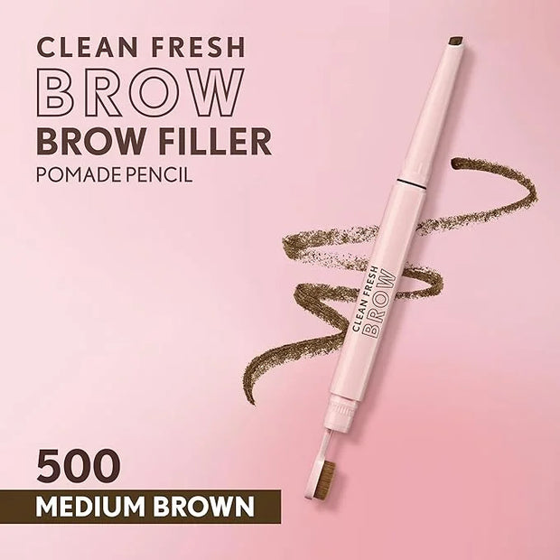 Covergirl Clean Fresh Brow Filler Pomade, 500 Medium Brown, Eyebrow Pencil, Ultra-Precise Tip, Creamy Formula, Highly Pigm...