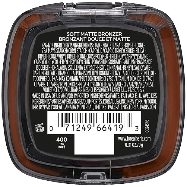 L'Oreal Paris Infallible Up to 24H Fresh Wear Soft Matte Longwear Bronzer. Waterproof, heatproof, Transfer, humidity and s...
