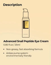 Tristar Advanced Snail Peptide Eye Cream, Anti-Wrinkle, Anti-Aging, Dark Circle Removing, Brightening Night Cream, 73.7% S...