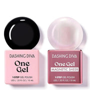 Dashing Diva One Gel Color & Magnetic Topper Duo - 8Ball - Real Black & Iridescent Glitter Topper - 3-in-1 Base Coat, Nail...