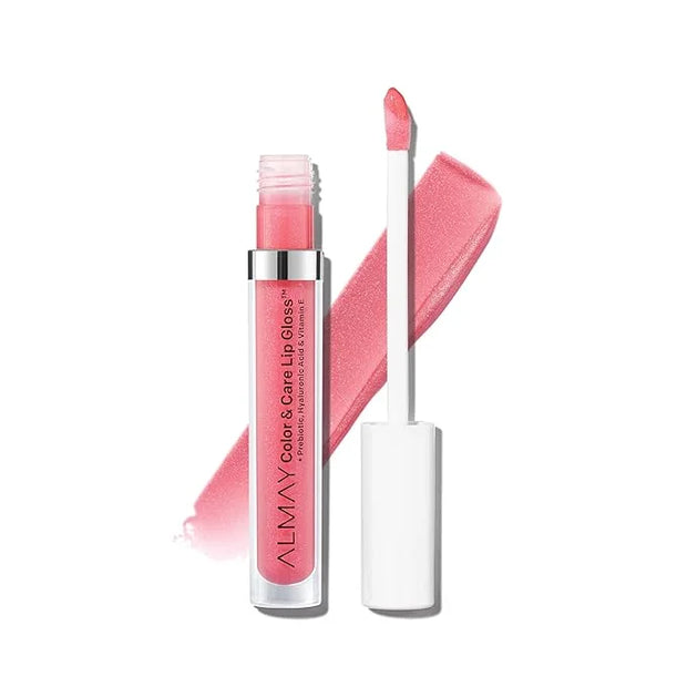 Almay Color & Care Hydrating Lip Gloss, Soft Natural Hues, Prebiotic Complex, Hyaluronic Filling-Sphere Technology, 100 Pi...