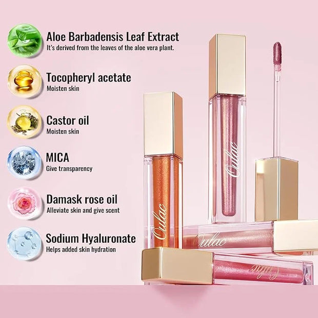 Oulac Shine Nude Liquid Lipstick for Women-Lip Plumper Lip Gloss for Dry Lip Care, Lightweight Soft and Hydrating Lip Tint...