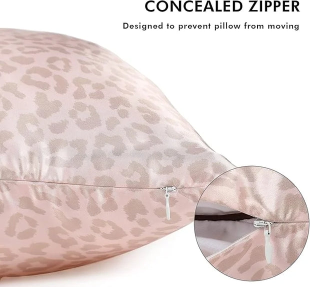 2 Pack Satin Pillowcase with Latent Zipper, Adjustable Satin Eye Mask for Sleeping and Satin Volume Scrunchie for Hair and...