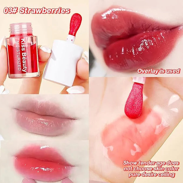 3 Pcs Fruity Plumping Lip Oil Moisturizing Hydrating Lip Care Hydrating Lip Gloss Tinted Lip Balm, Long Lasting & Nourishi...