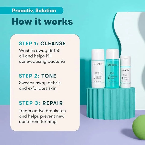 Proactiv 3 Step Acne Treatment w/ Pimple Patches - Benzoyl Peroxide Face Wash, Repairing Acne Spot Treatment for Face and ...